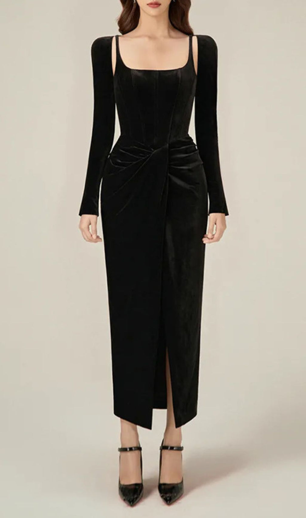 Grisel Corset Long Sleeve Midi Dress