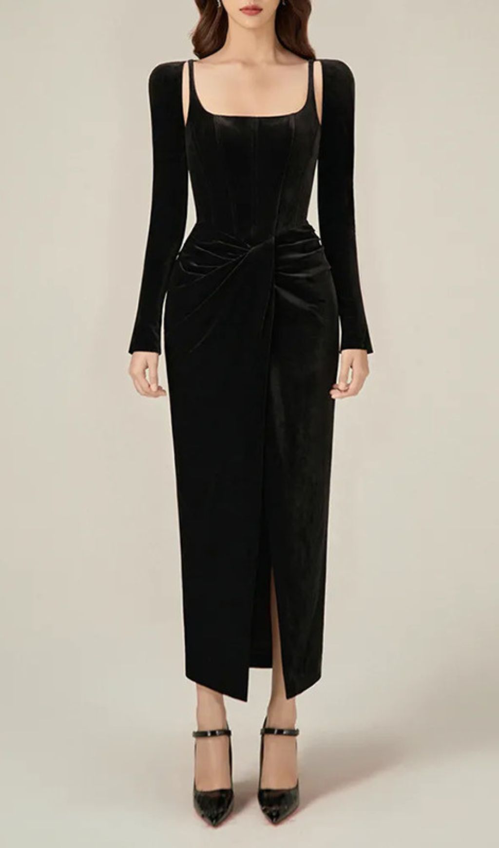 Grisel Corset Long Sleeve Midi Dress