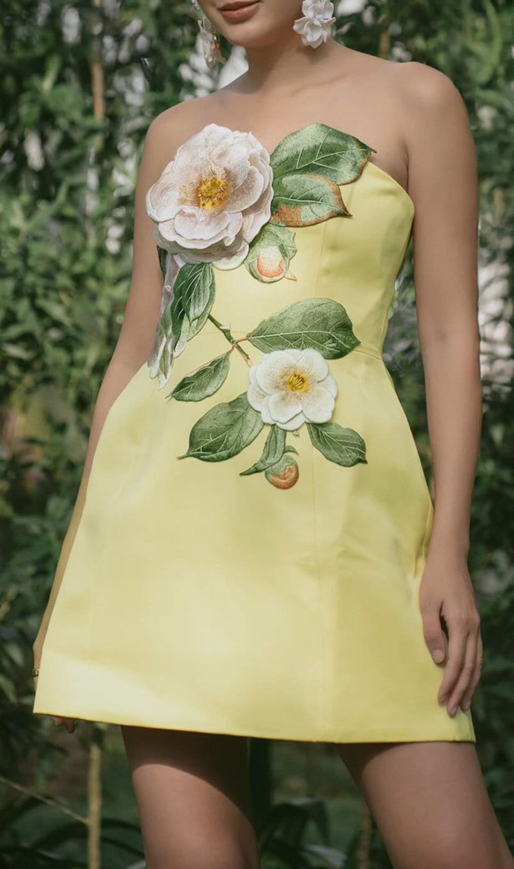 Gauri Strapless 3D Flower Mini Dress