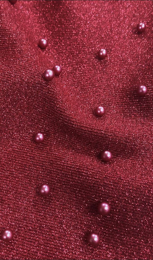 Jenaya Red Pearl Bandage Maxi Dress