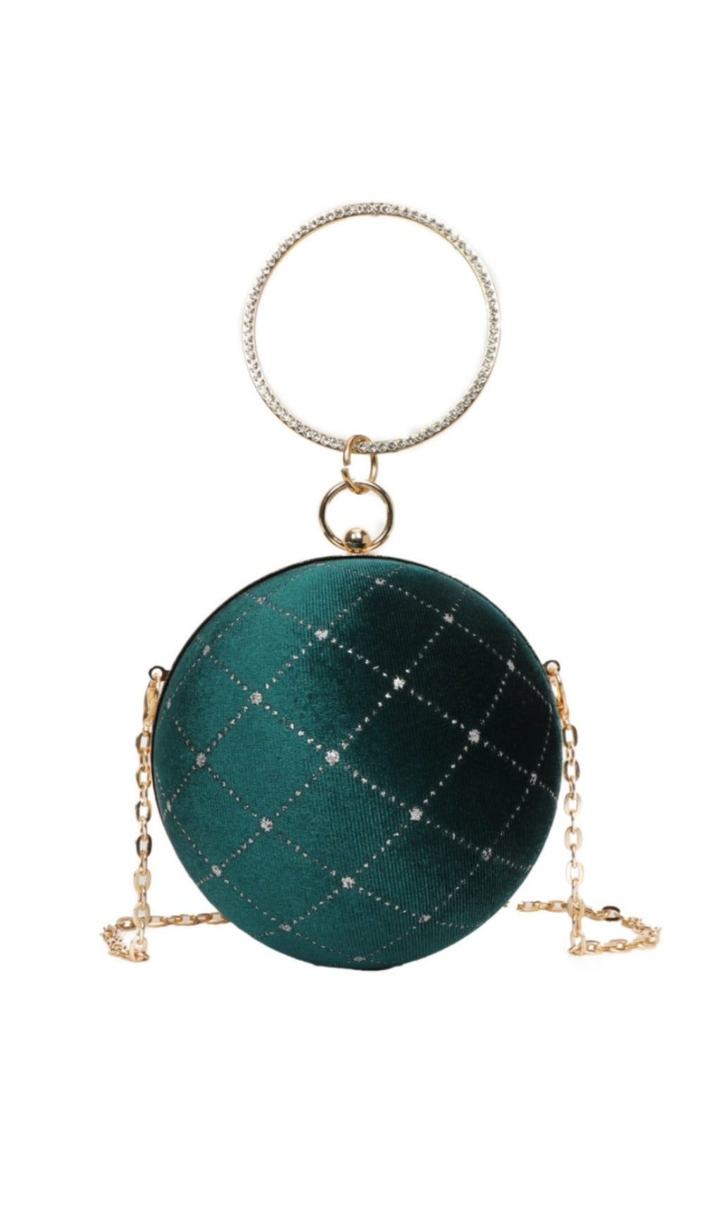 Anais Circle Rhinestone Velvet Clutch
