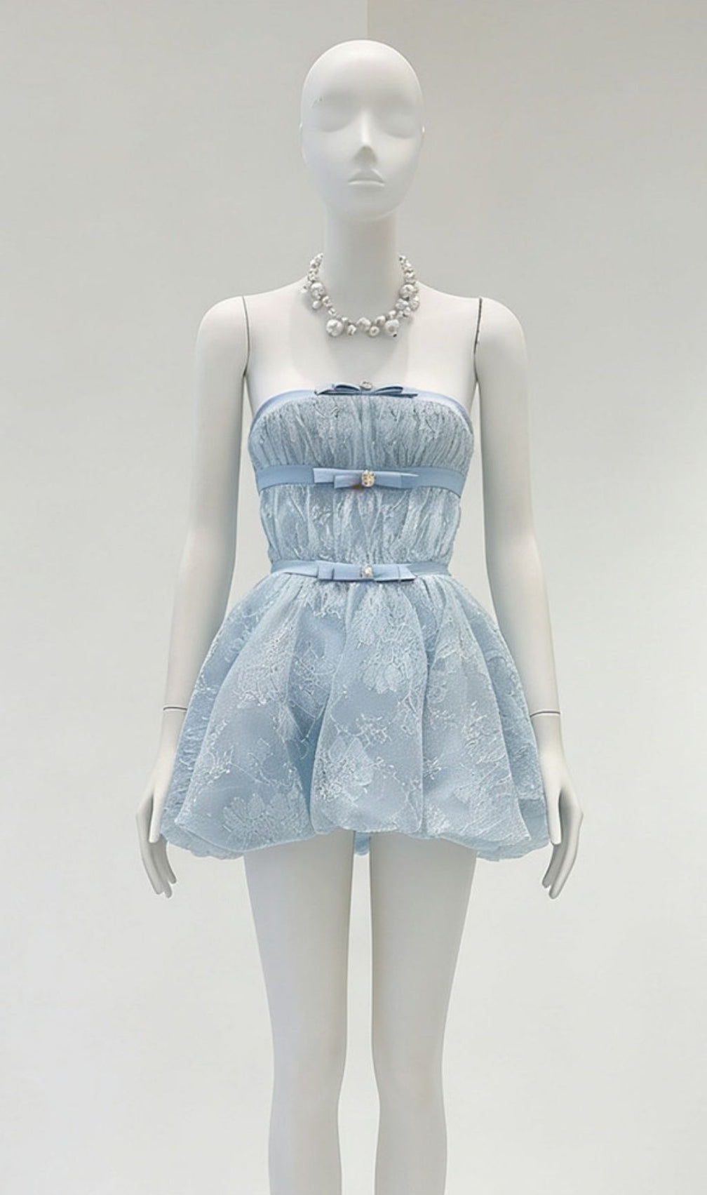 Kamya Charming Blue Lace Strapless Mini Dress - Elegant Cocktail & Party Attire
