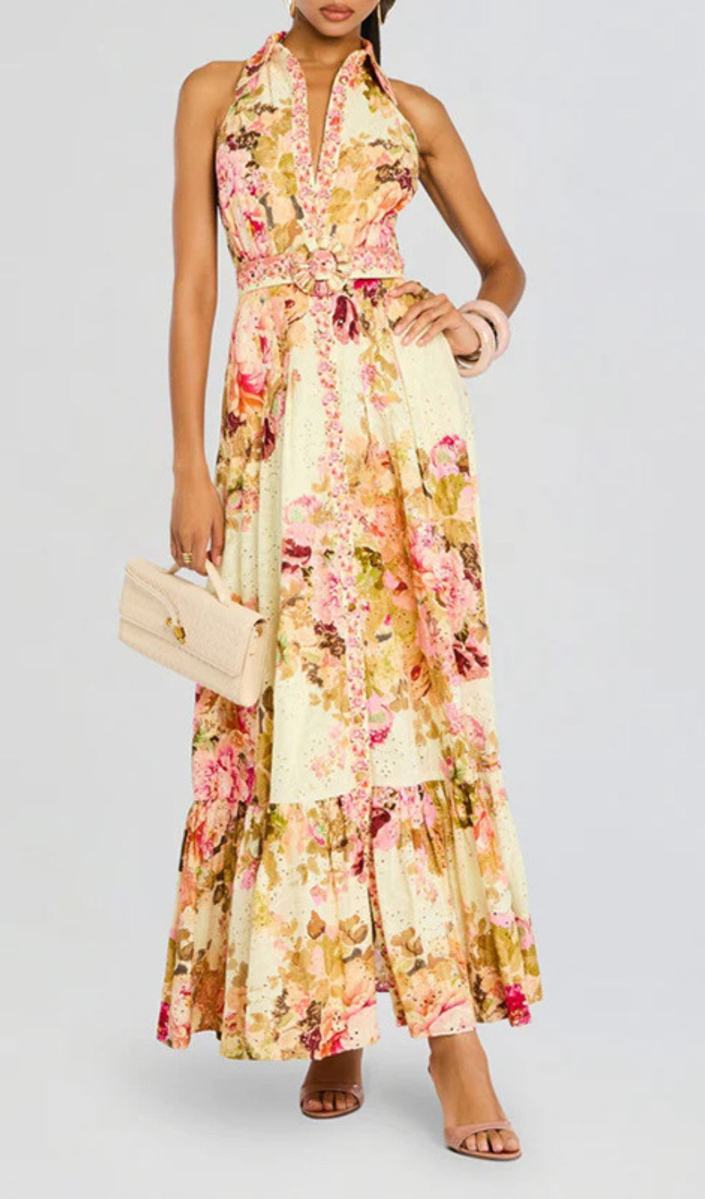 Derval Printed Halter Maxi Dress