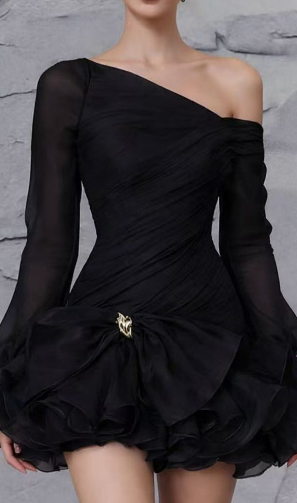 Kyleigh Black Long Sleeve Bow Mini Dress