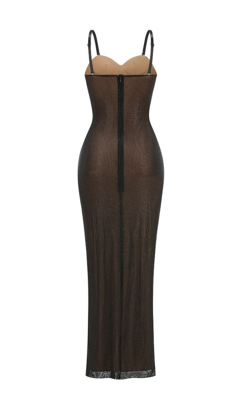 Zelyxra Starlight Glamour Rhinestone Mesh Maxi Dress | Elegant Evening Gown