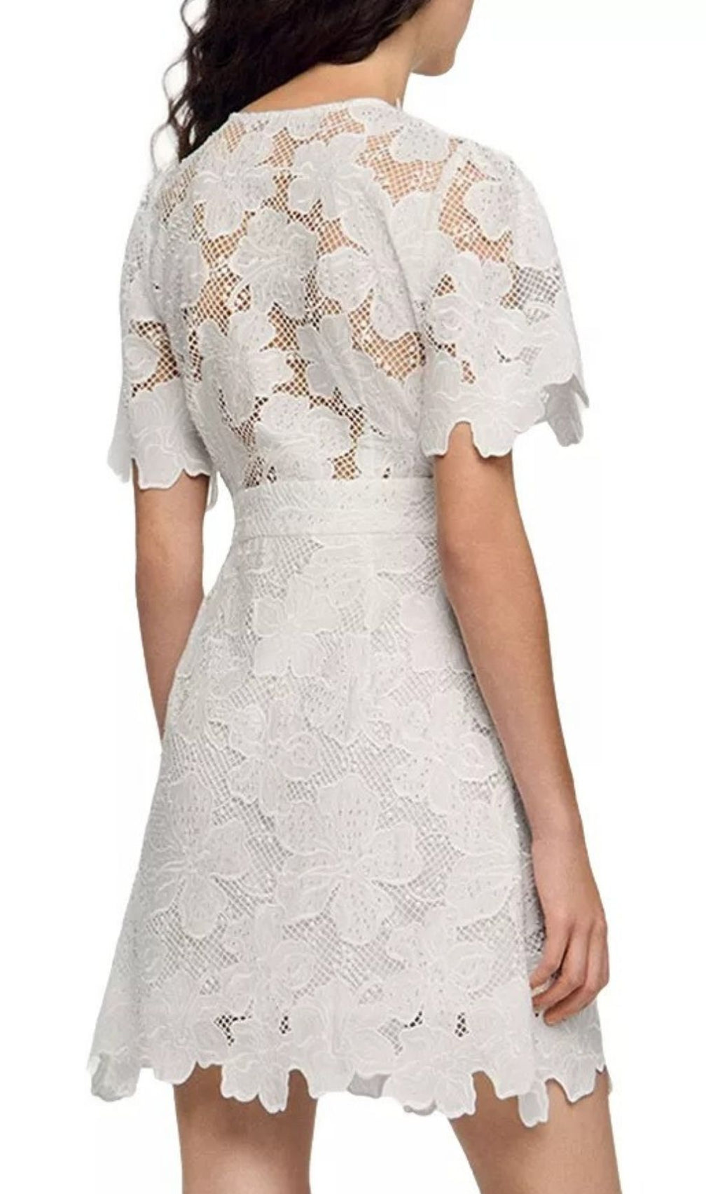 Chic Elara Floral Lace Mini Dress - Elegant V-Neck for Weddings & Events