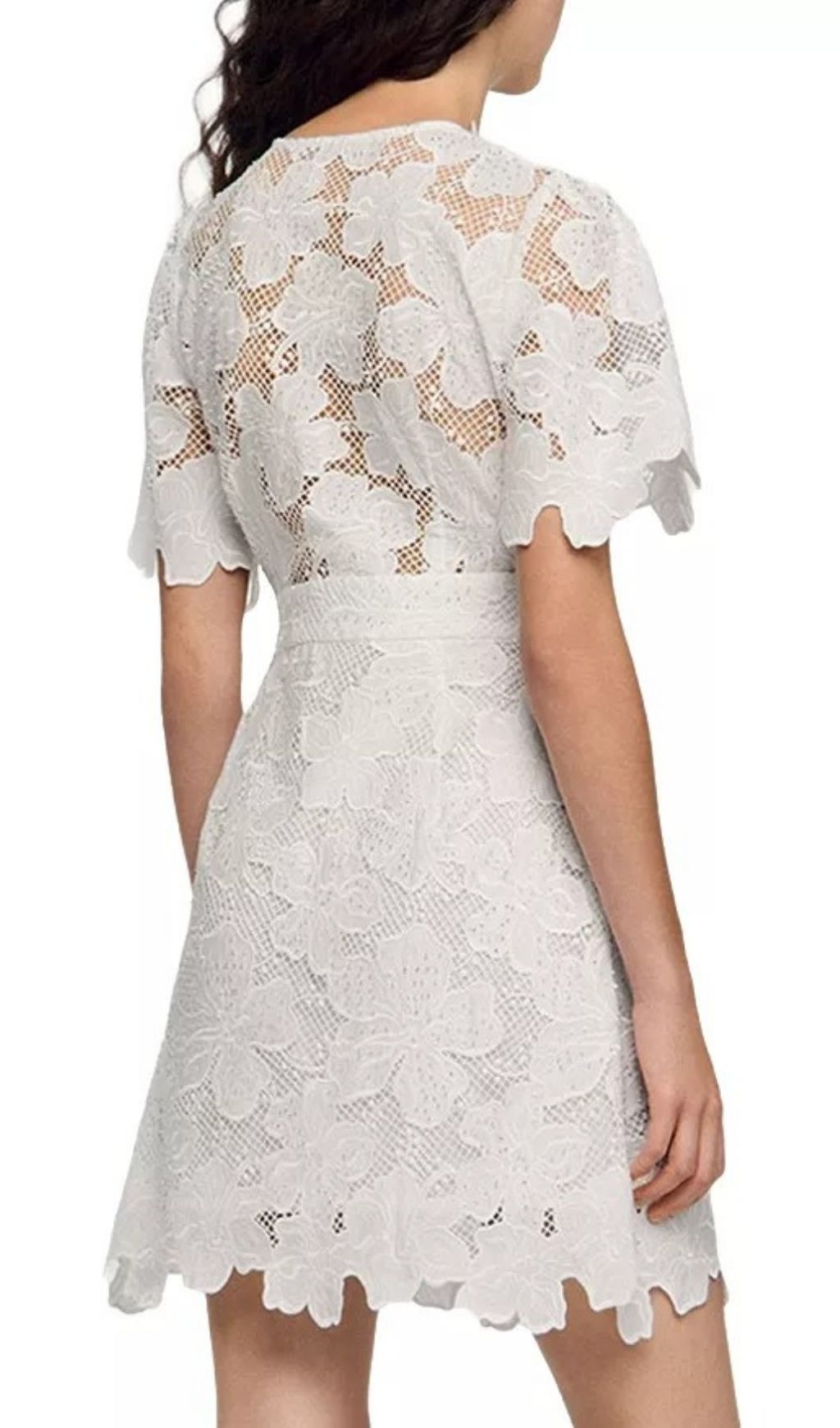 Chic Elara Floral Lace Mini Dress - Elegant V-Neck for Weddings & Events