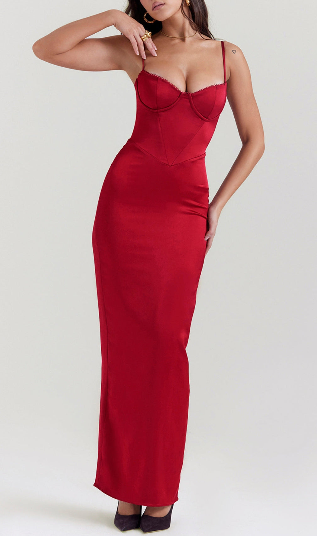 Corset Maxi Dress In Red