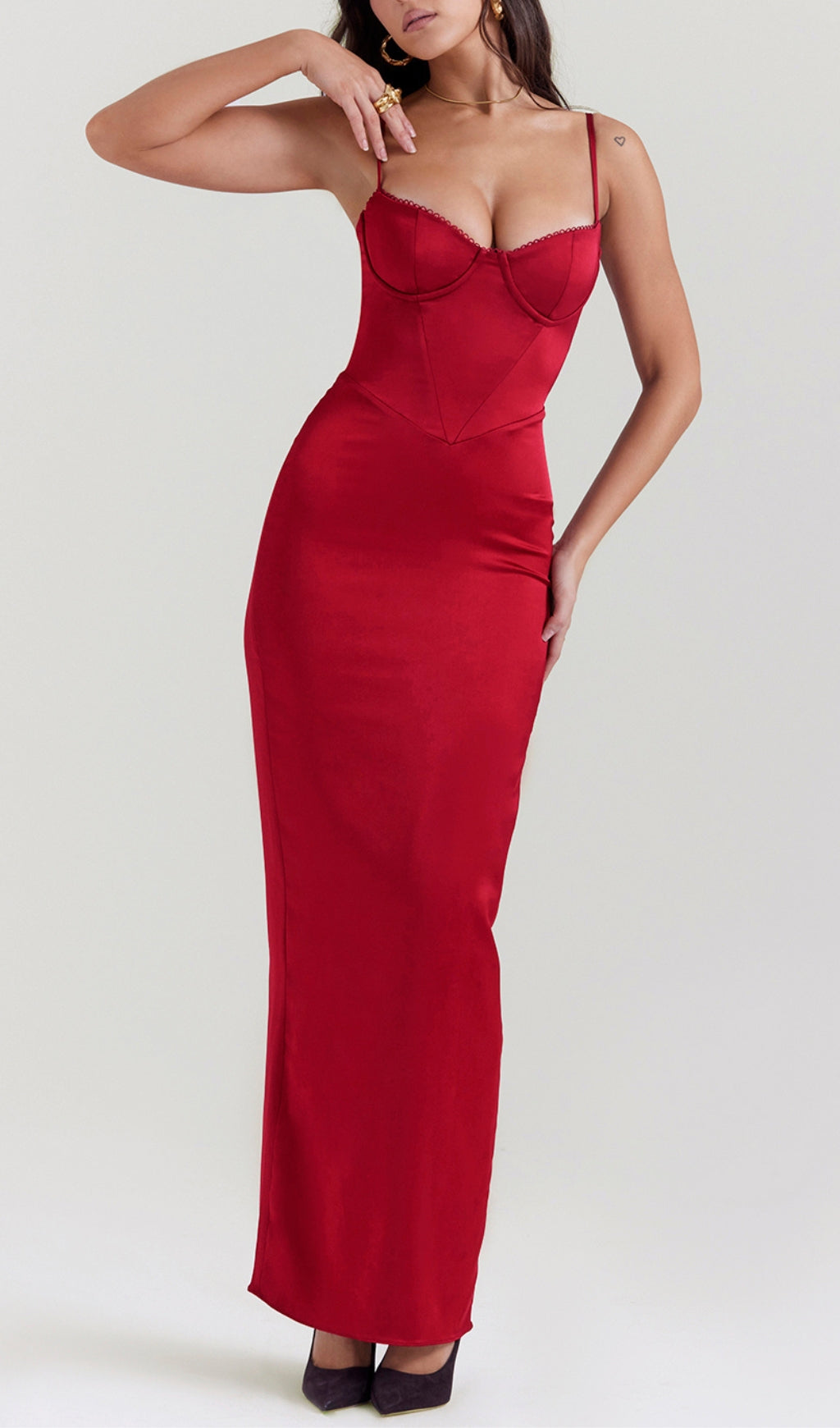 Corset Maxi Dress In Red