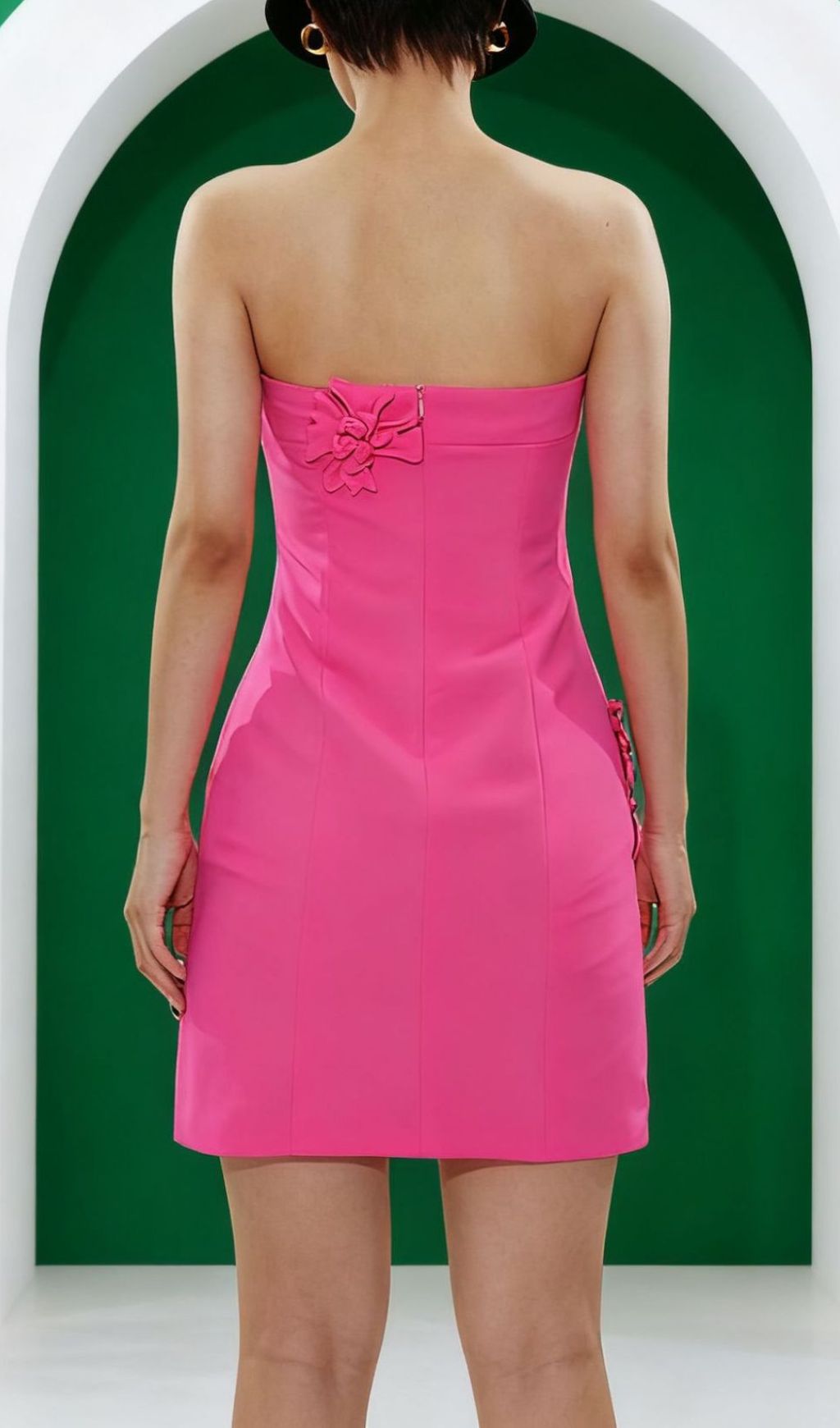 Holleen Pink 3D Floral Strapless Mini Dress - Sweetheart Neckline Party Dress for Women