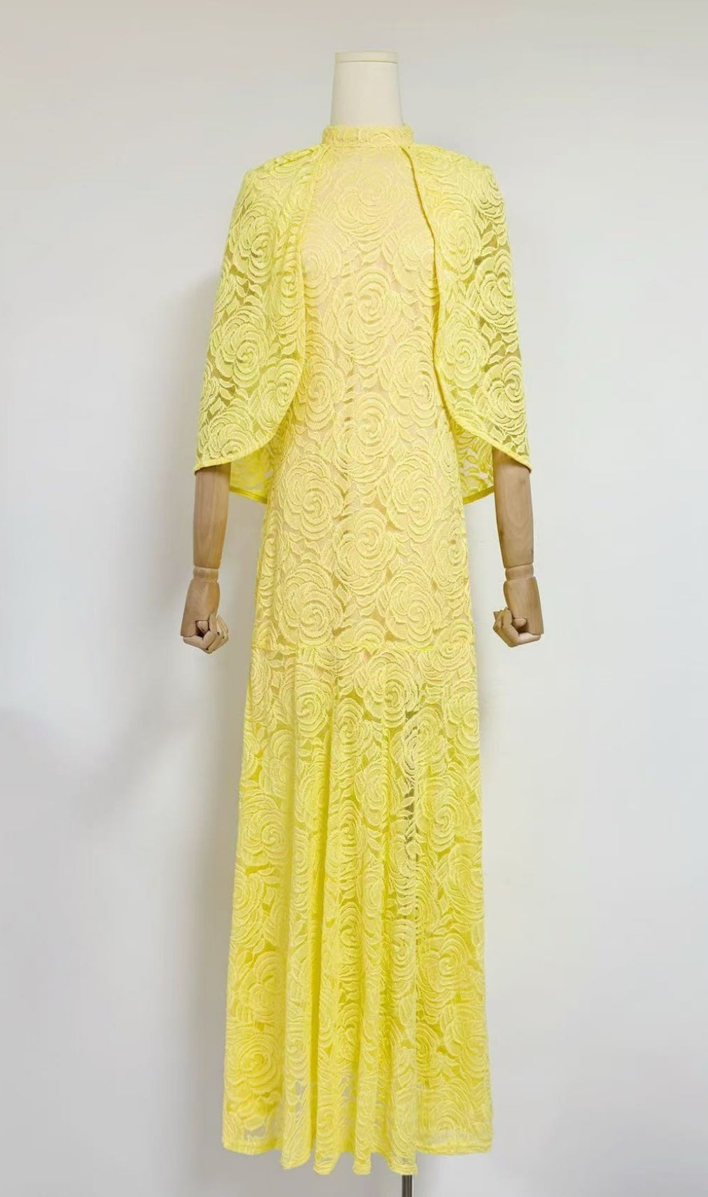 Earla Cloak Sleeve Embroidery Maxi Dress