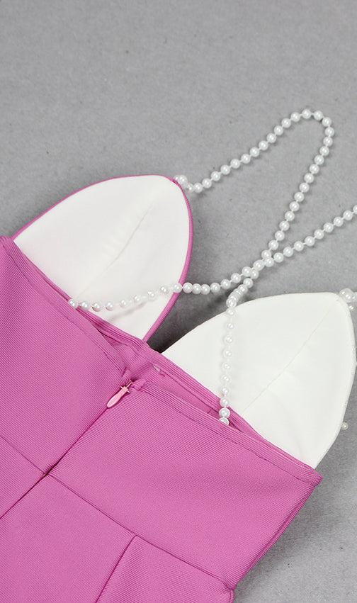 Jovanna Lavender Pearl & 3D Rose Mini Dress - Chic Party Glamour