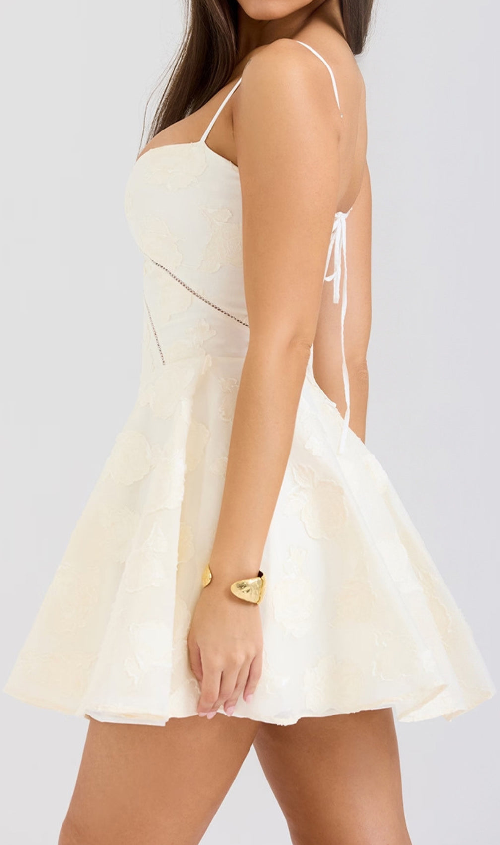 Didina White Lace-Up Mini Dress