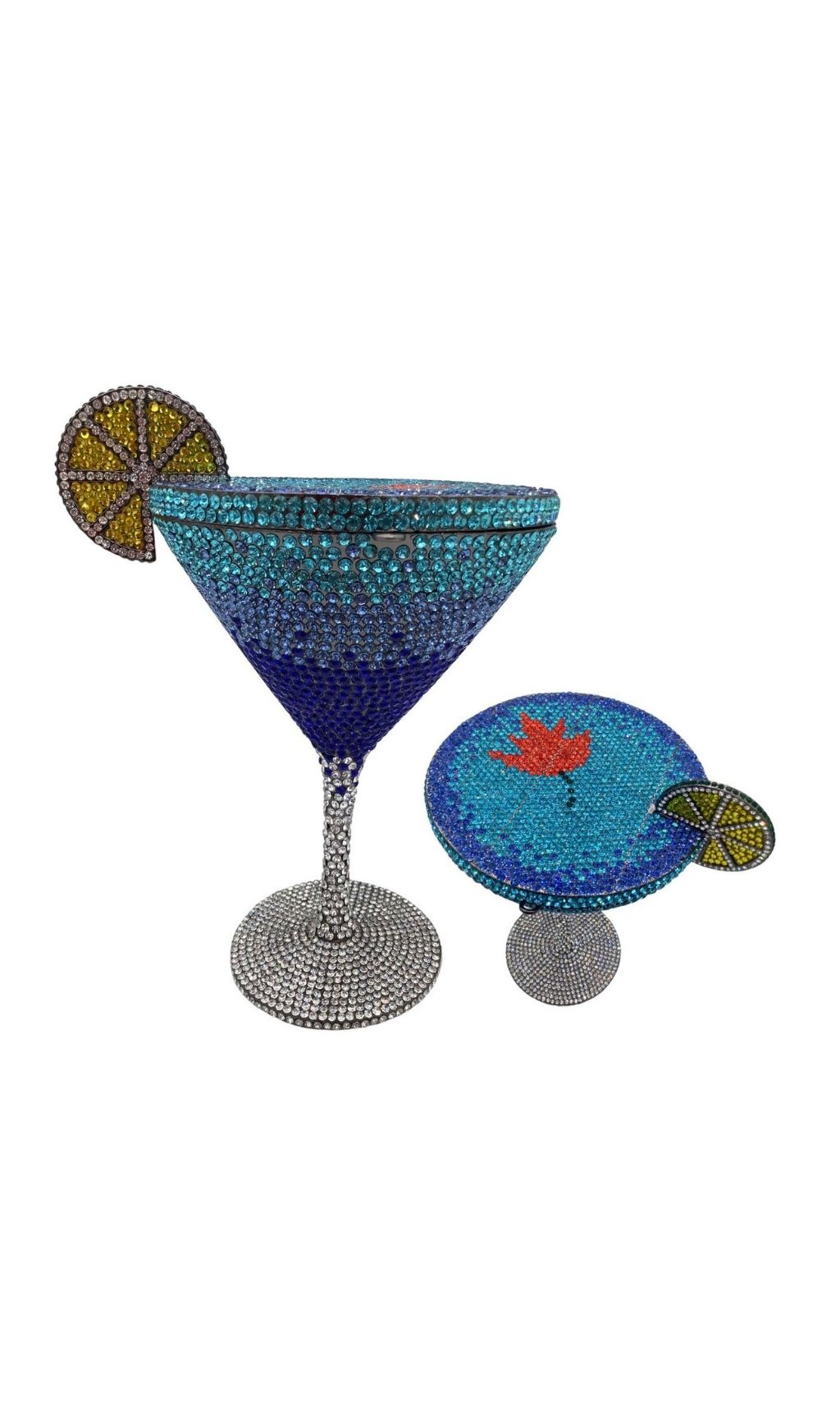 Garin Dazzling Blue Rhinestone Martini Glass Clutch | Sparkling Evening Bag for Women
