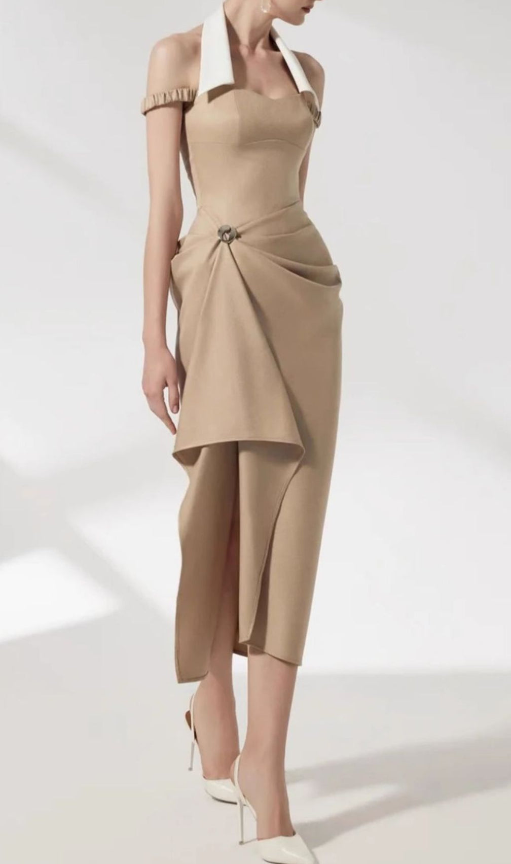 Foley Halter Irregular Midi Dress