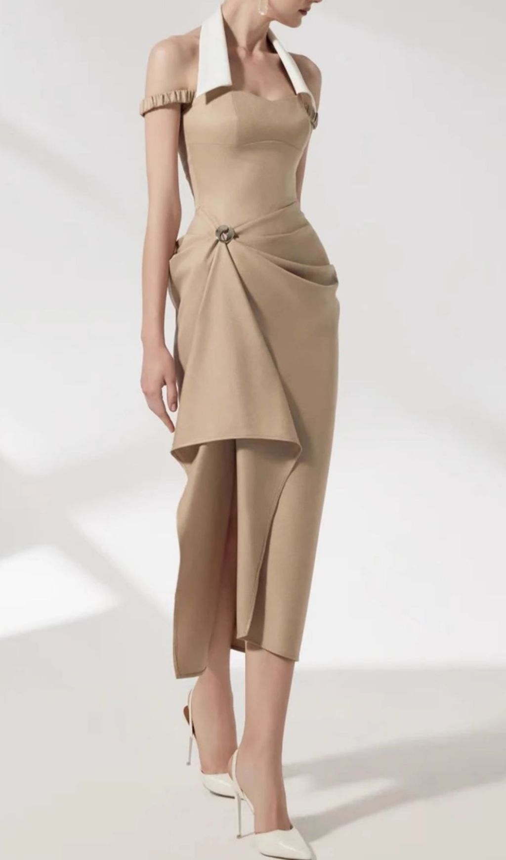 Foley Halter Irregular Midi Dress