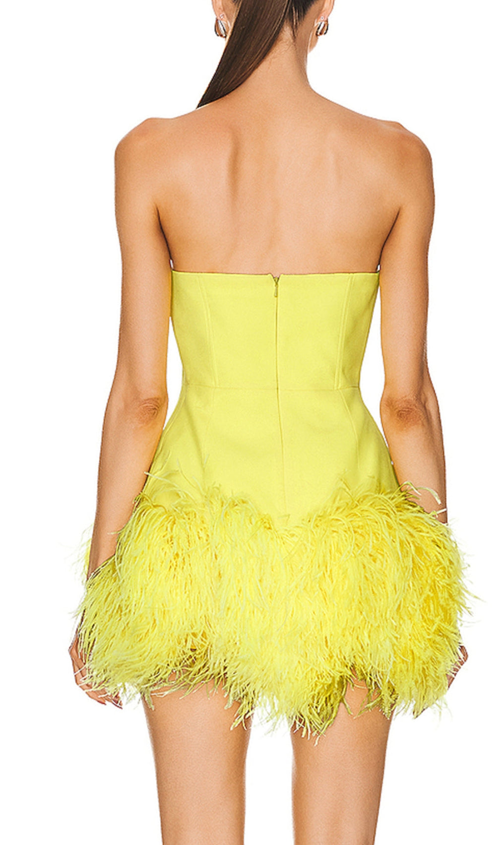 Yellow Neon Feathers Mini Dress