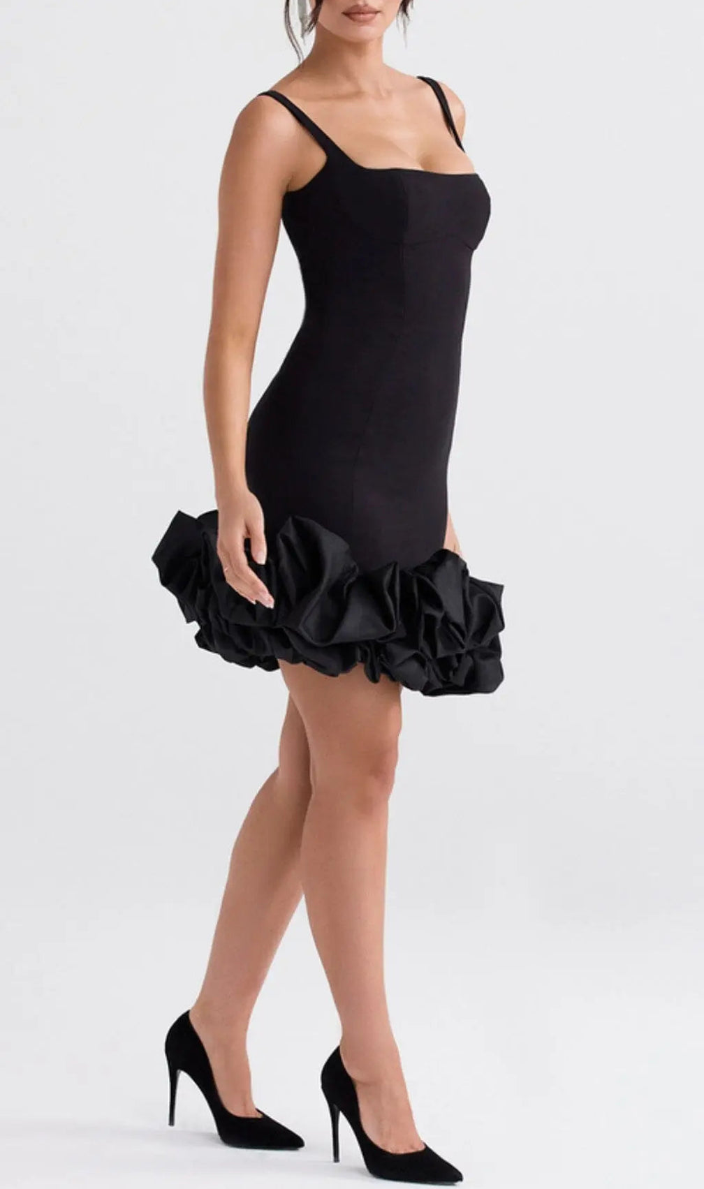 Black Ruffle Hem Dress
