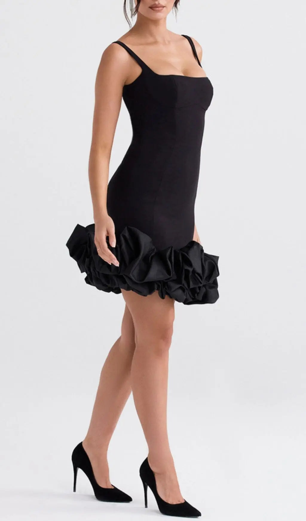 Black Ruffle Hem Dress