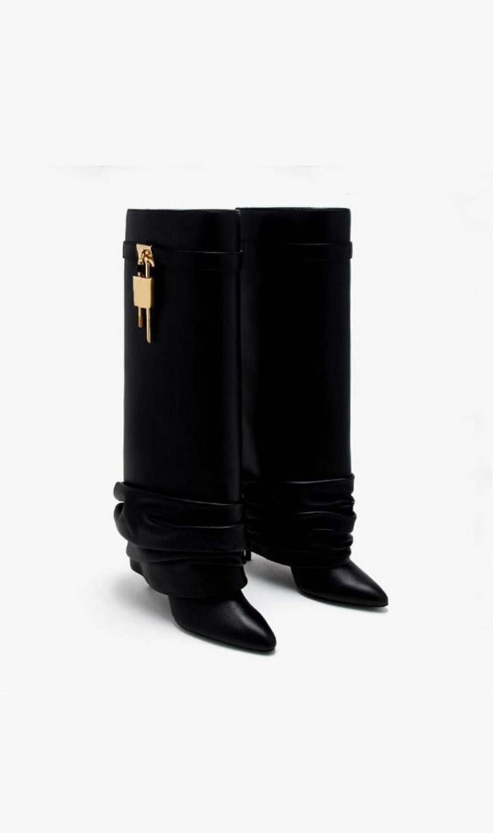 Kassidy Black Lock Slouchy Pointed-Toe Boots | Edgy Chic Statement