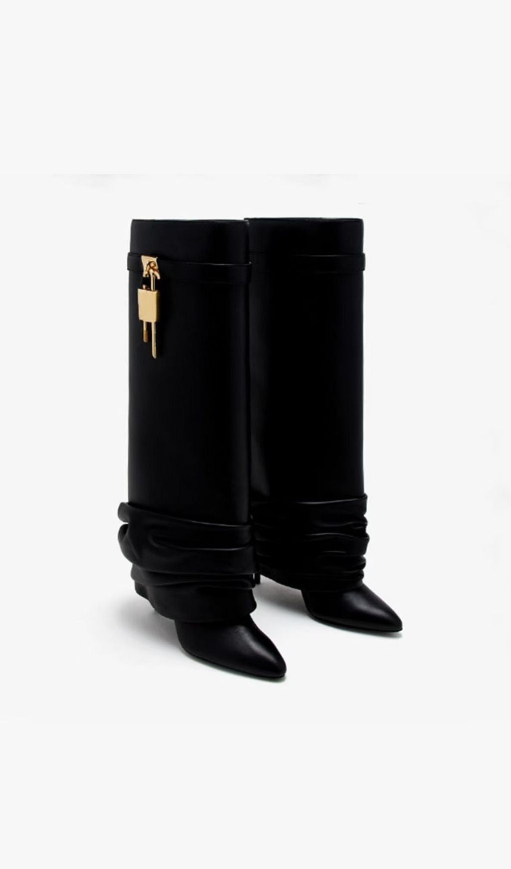 Kassidy Black Lock Slouchy Pointed-Toe Boots | Edgy Chic Statement