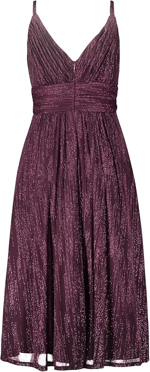 v-neckline cocktail midi dress in bordeaux
