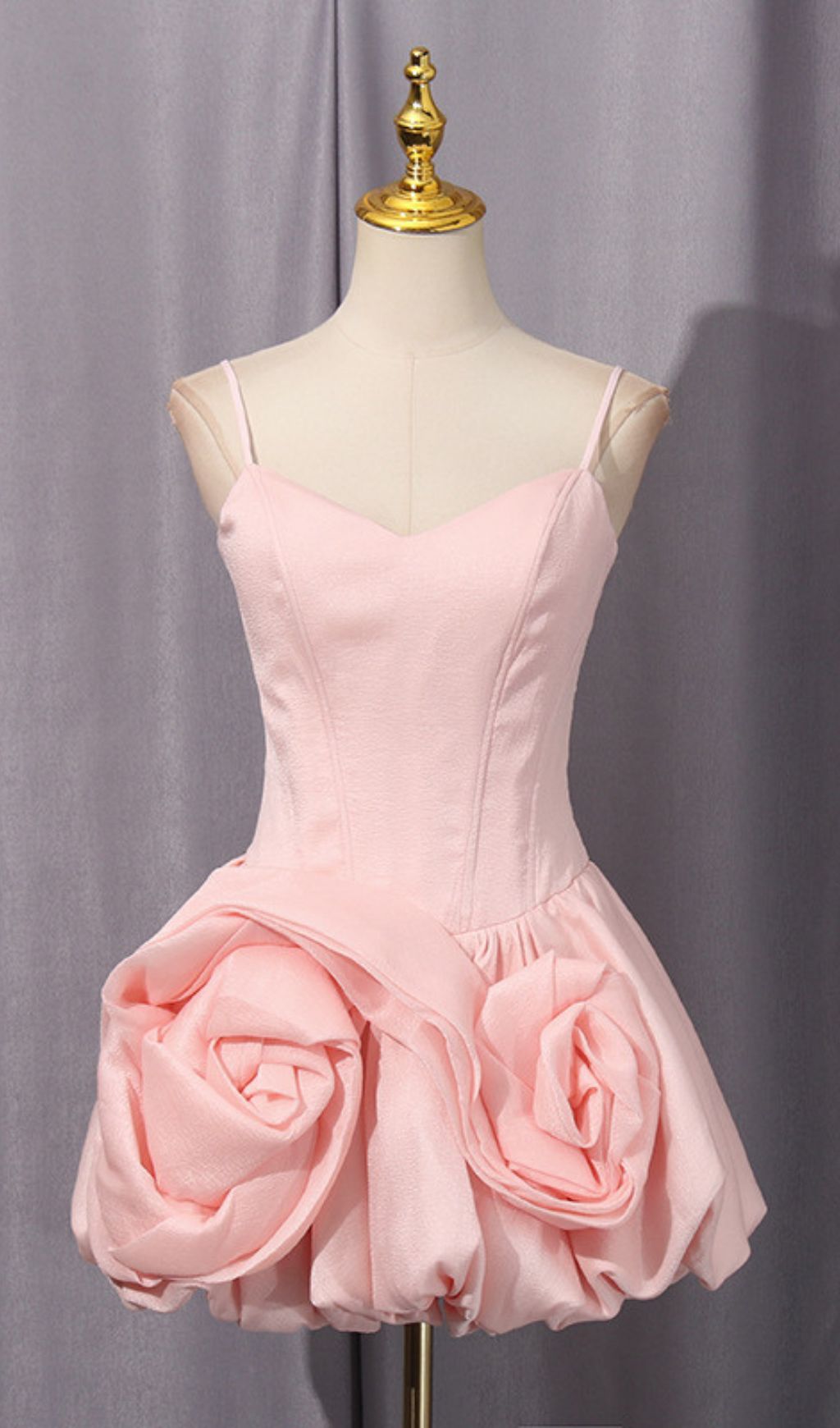 Isolina Blooming Rose Petal Strappy Mini Dress