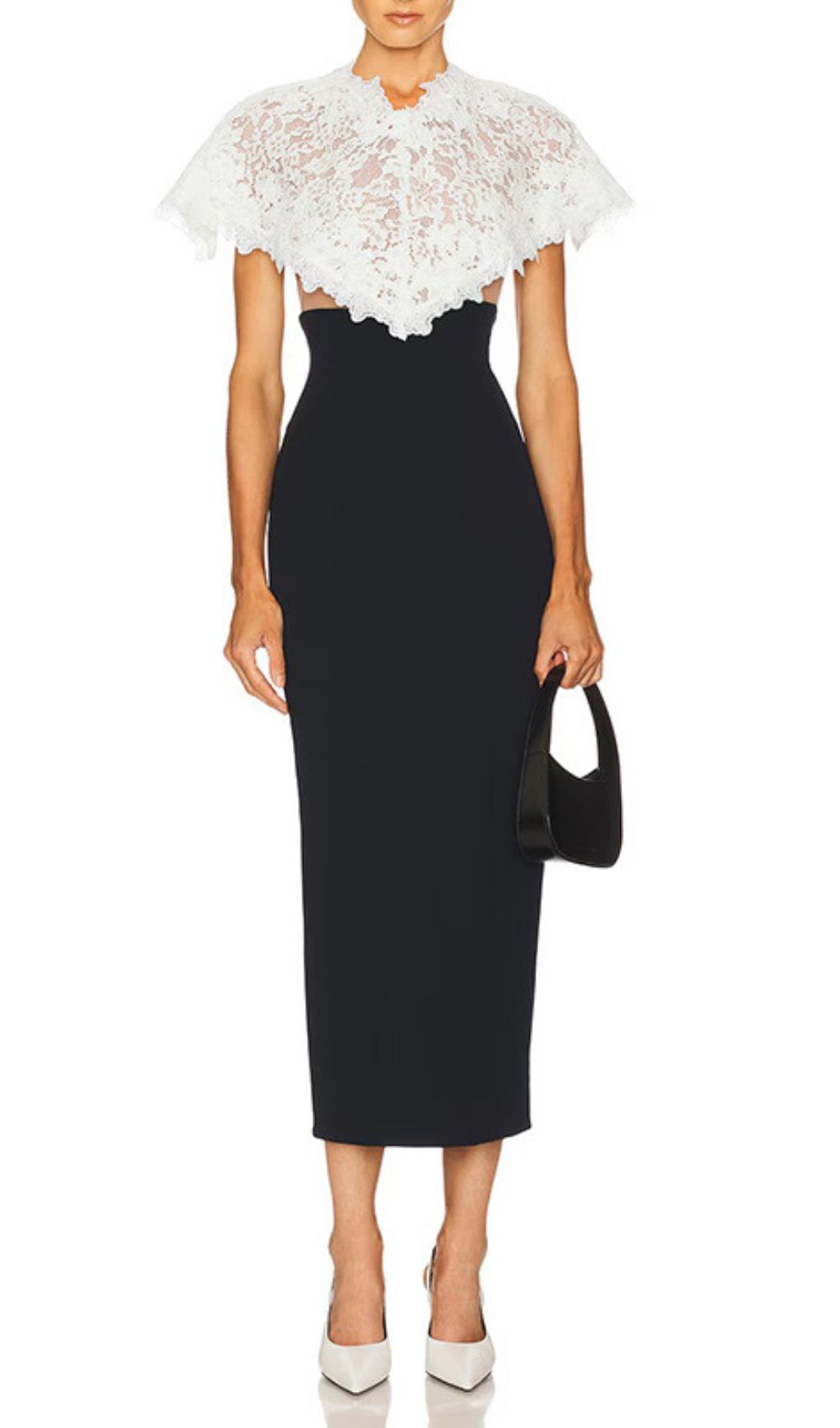 Ivy Black Cutout Bodycon Midi Dress & Ethereal Lace Capelet