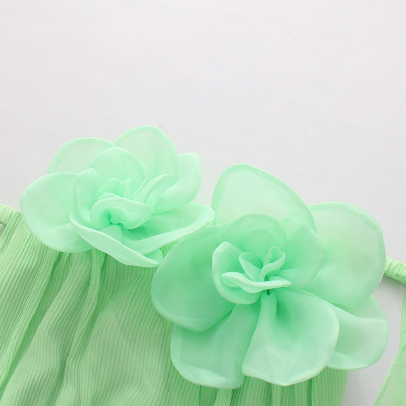 Keyah Enchanting Green Floral Appliqué Maxi Dress - Strapless Elegant Gown for Women