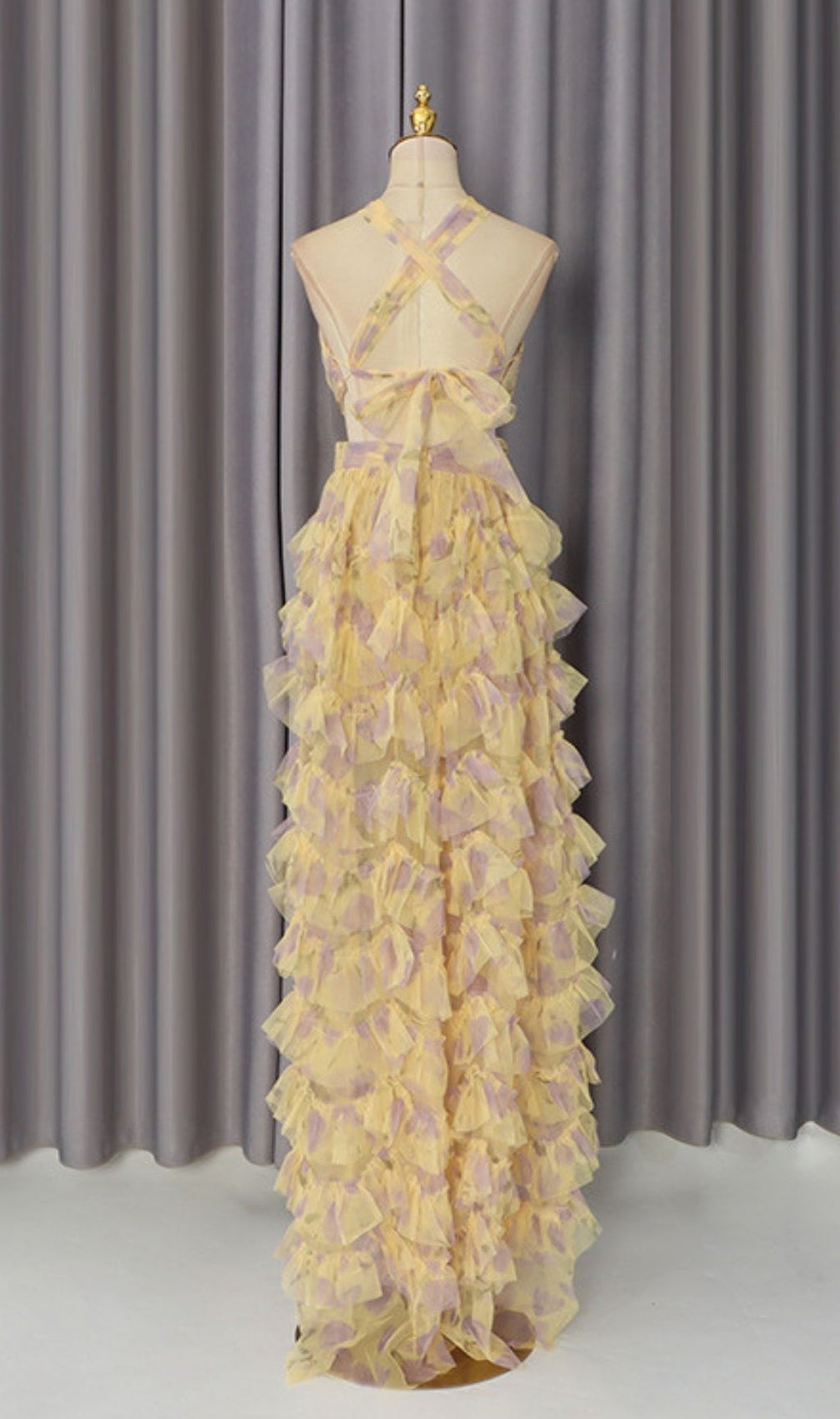 Lainie Halter Printed Ruffle Maxi Dress