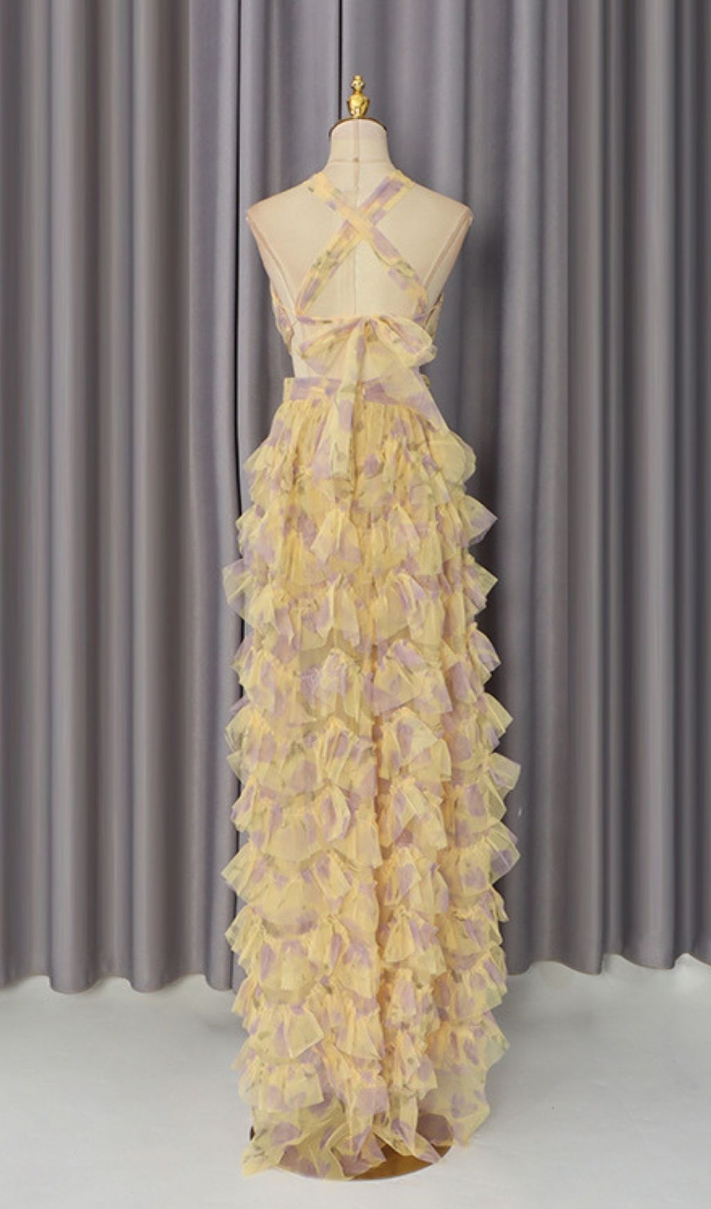 Lainie Halter Printed Ruffle Maxi Dress