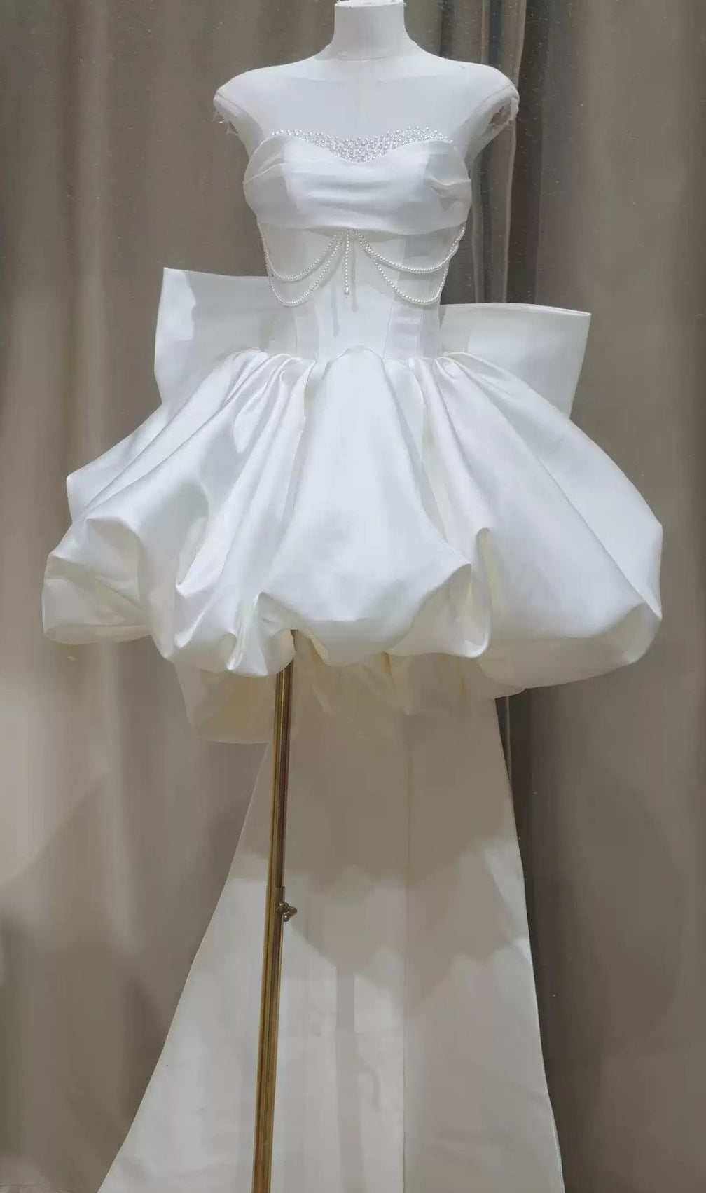 Kukana White Embellished Bow Mini Dress