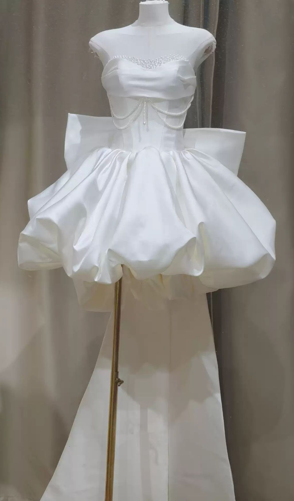 Kukana White Embellished Bow Mini Dress