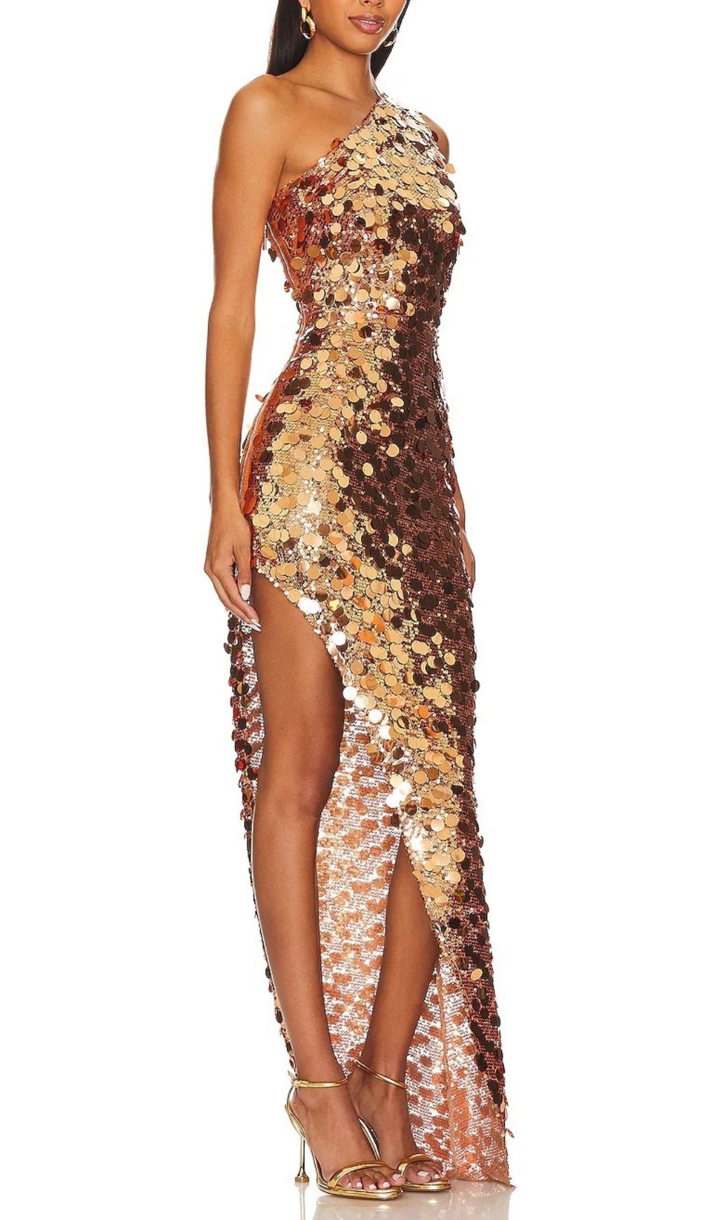 Jorja Dazzling Gold Sequin One-Shoulder Maxi Dress - Sparkle & Shine