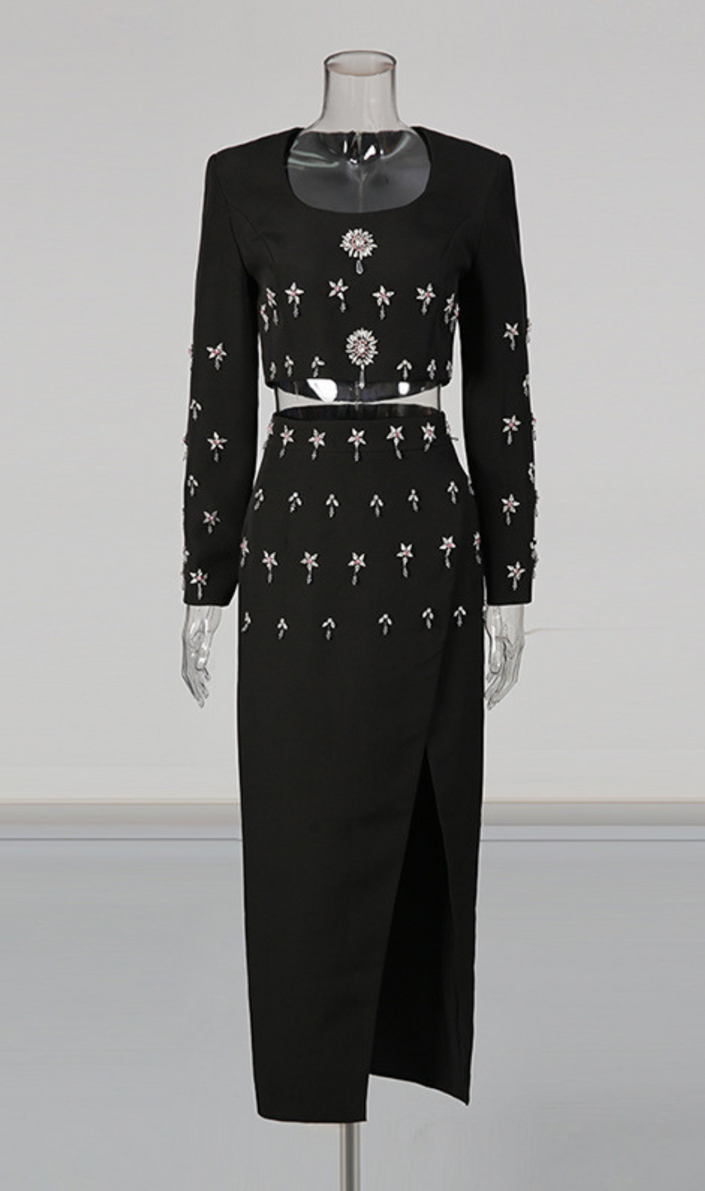 Ghadir Black Crystal Embellished Two-Piece Set