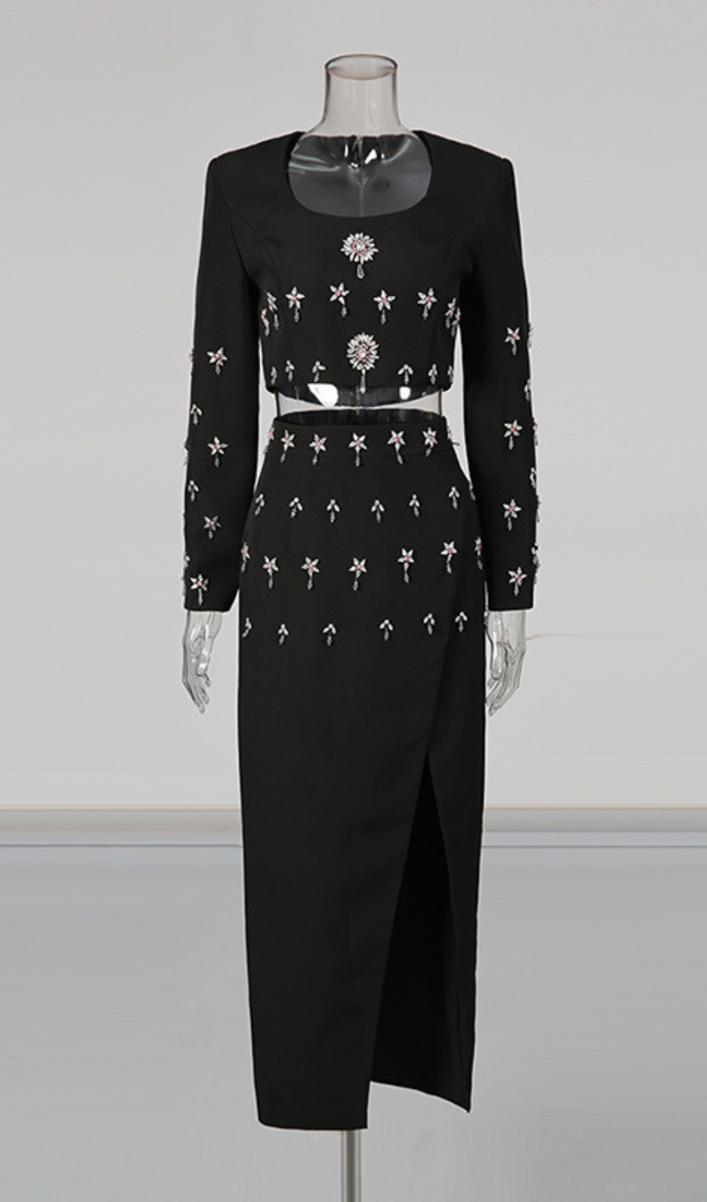 Ghadir Black Crystal Embellished Two-Piece Set