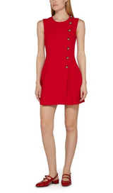 RED WOOL CREPE MINI DRESS