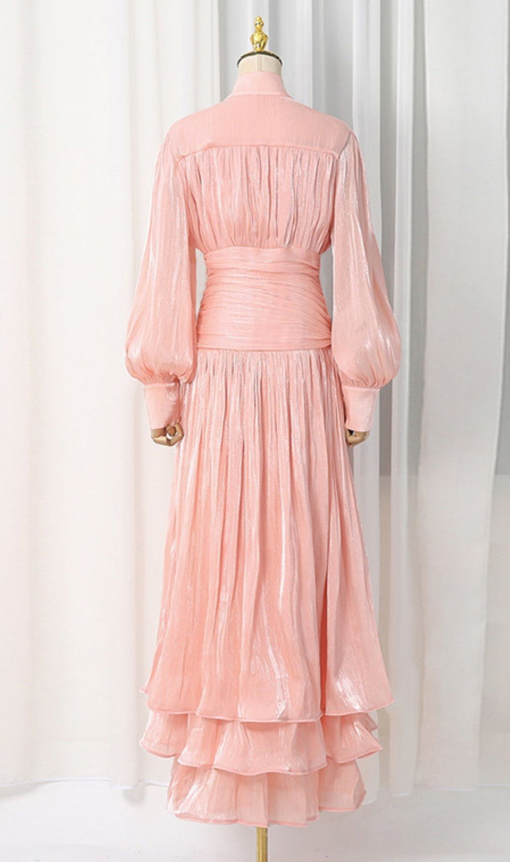 Klarika Pink Long Sleeve Maxi Dress