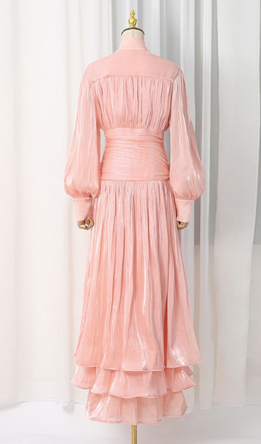 Klarika Pink Long Sleeve Maxi Dress