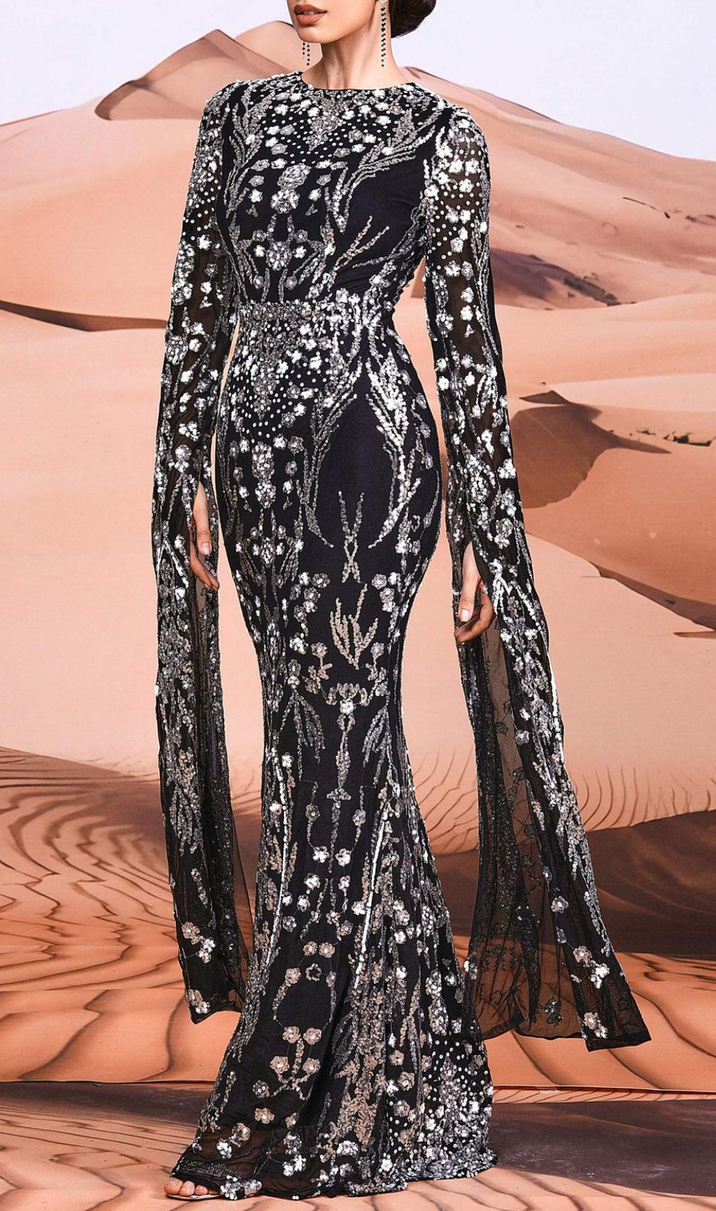 Cicely Silver Sequin Maxi Dress