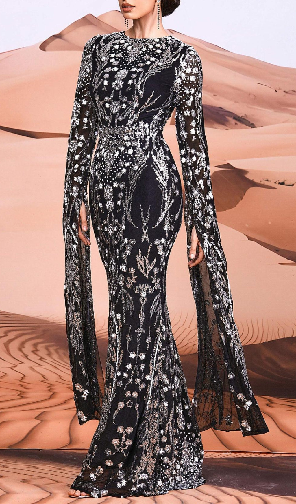 Cicely Silver Sequin Maxi Dress