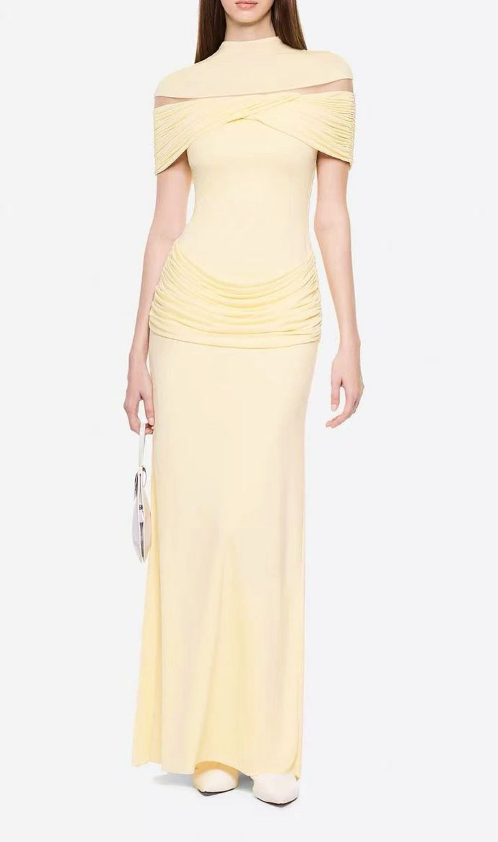 Karima Draped Off-Shoulder Ruched Maxi Dress - Flawless Fit & Effortless Elegance