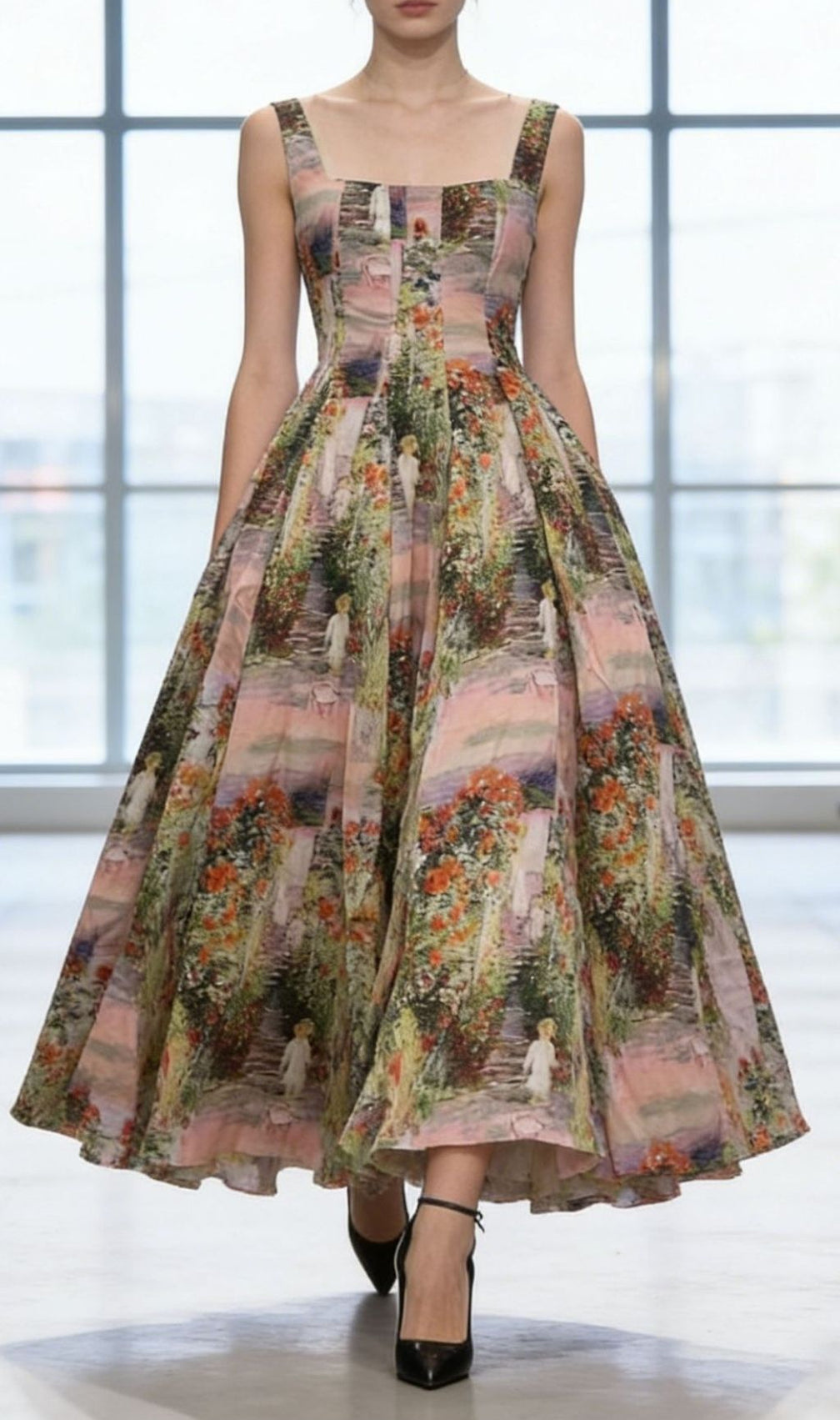 Kallima Impressionist Garden Maxi Dress | Elegant Floral Print Gown