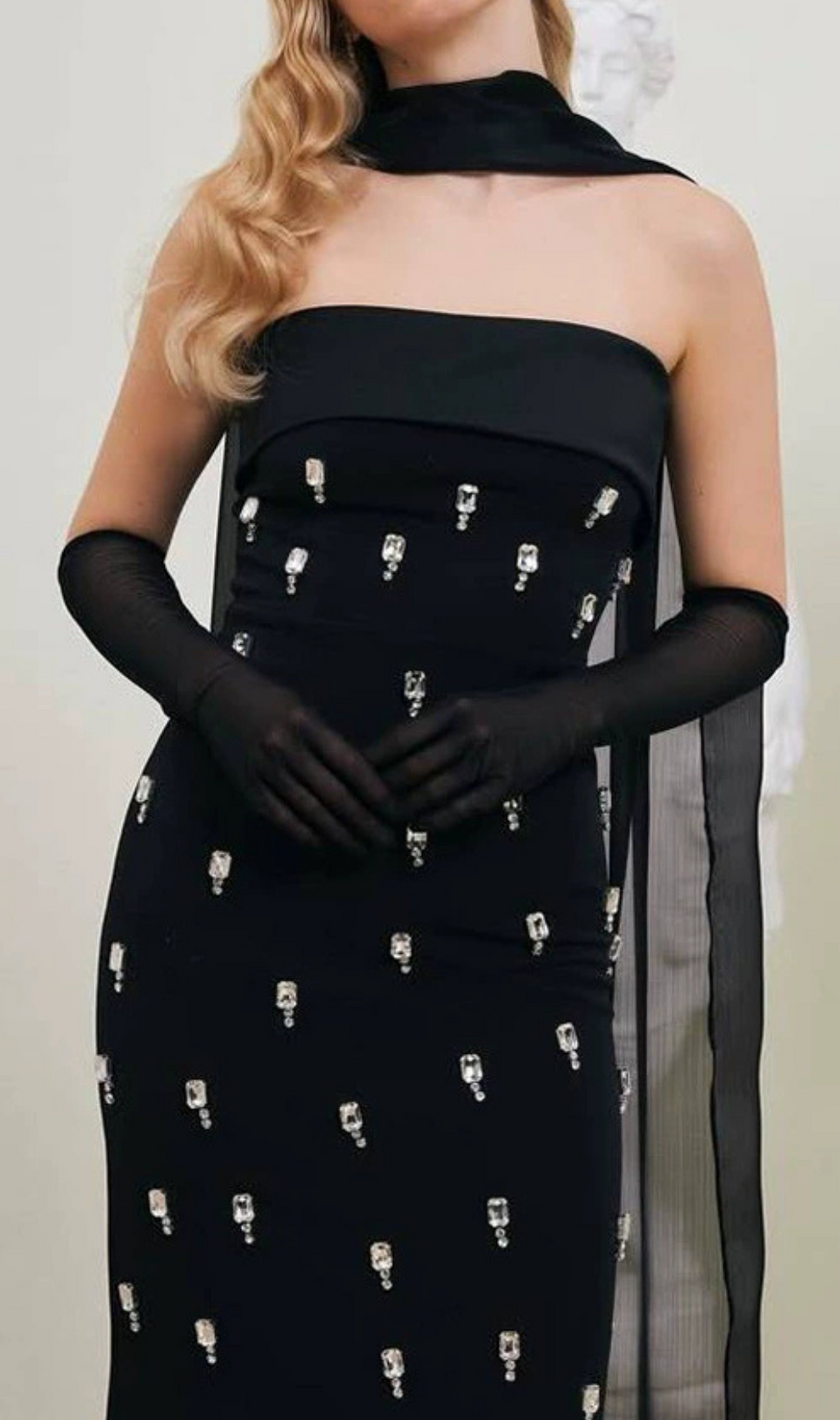 Genia Black Strapless Embellished Maxi Dress