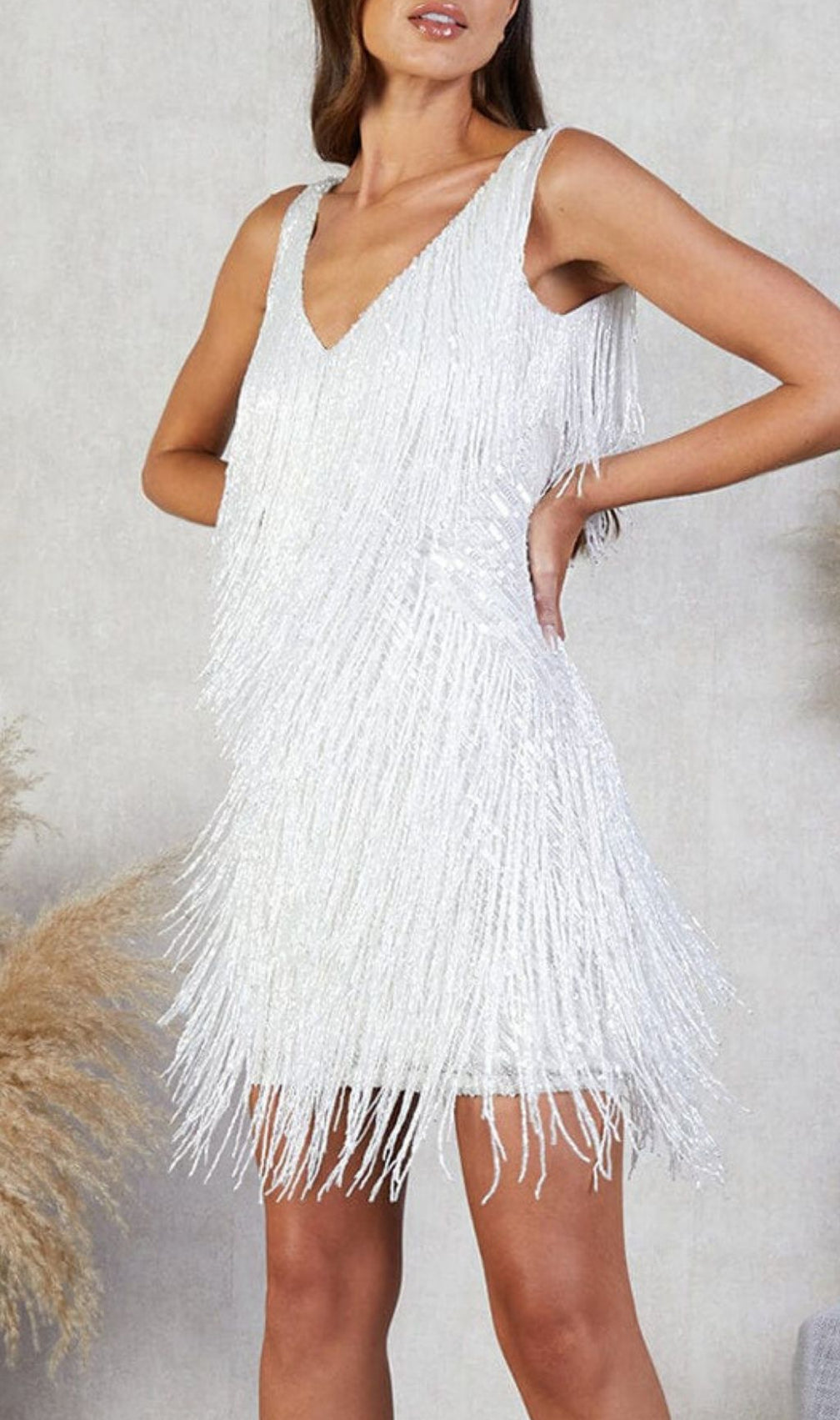 Laniyah White Tassel Mini Dress