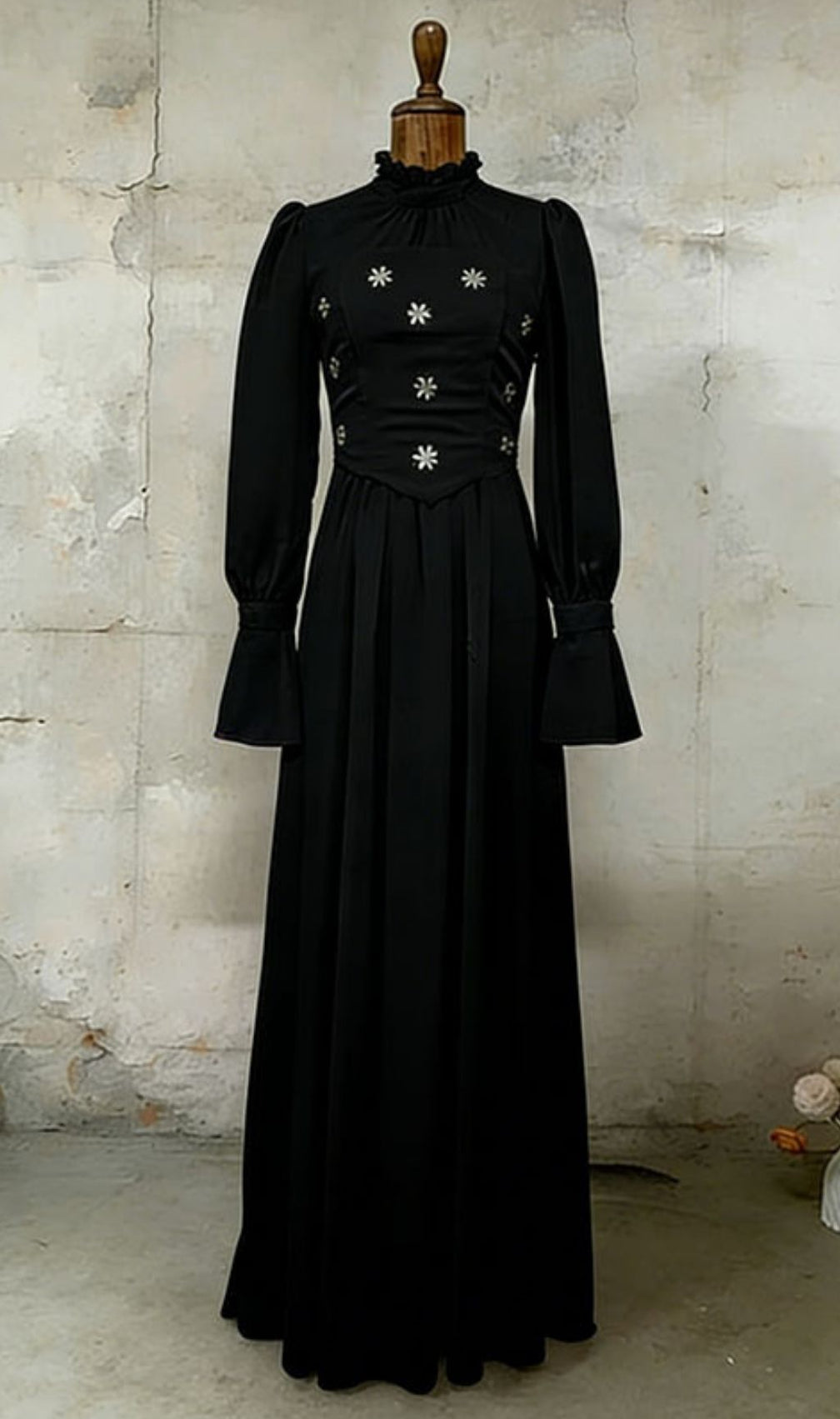 Kasha Opulent Embellished Long Sleeve Black Maxi Dress - Formal Gala & Wedding Gown