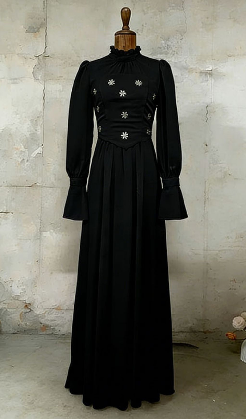 Kasha Opulent Embellished Long Sleeve Black Maxi Dress - Formal Gala & Wedding Gown