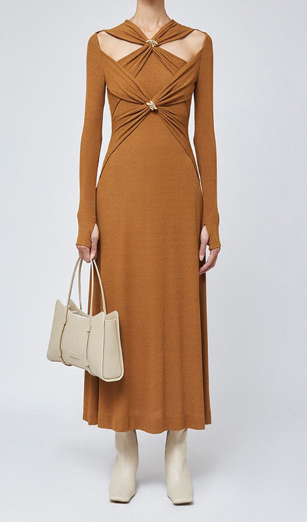 Braydon Cutout Knit Long Sleeve Midi Dress