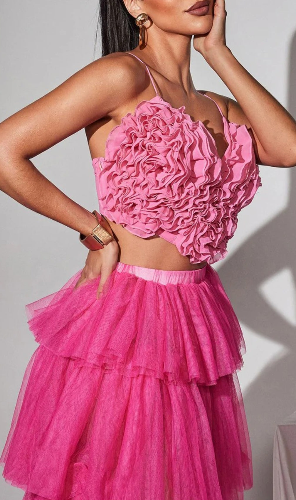 Connie Spaghetti Heart Ruffle Top