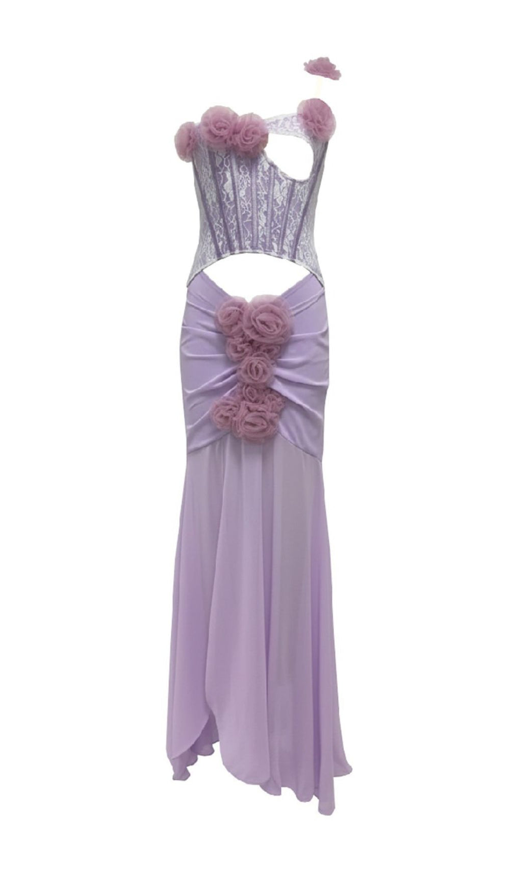 Josephine Chic Purple Floral One-Shoulder Corset Maxi Dress